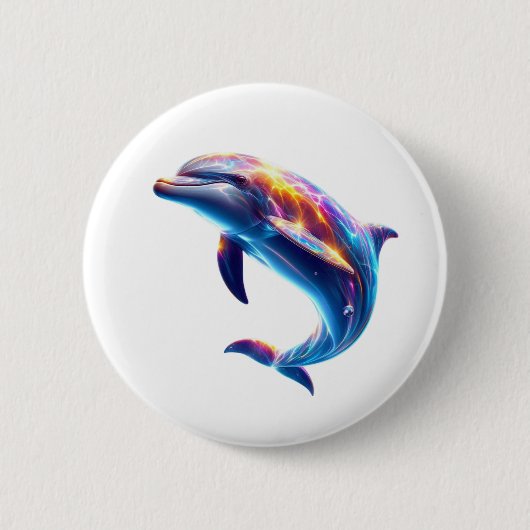 Farbiger Delfin Süße Kunst Button (Vorderseite)