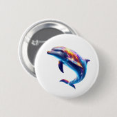 Farbiger Delfin Süße Kunst Button (Vorne & Hinten)