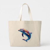 Farbiger Delfin Süße Kunst Jumbo Stoffbeutel (Rückseite)