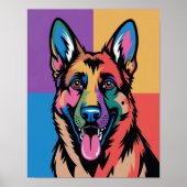 Farbiger Deutscher Schäferhund Pop Art Poster (Vorne)
