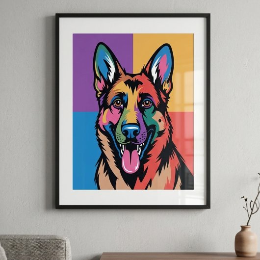 Farbiger Deutscher Schäferhund Pop Art Poster