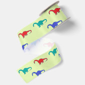 Farbiger Dino auf Grün Satinband (Rückseite)