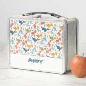 Farbiger Dinosaurier-Cartoon niedlicher Mustername Metall Brotdose (Beispiel)