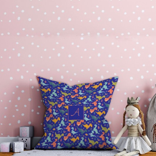 Farbiger Dinosaurier Cartoon niedliches Muster bla Kissen