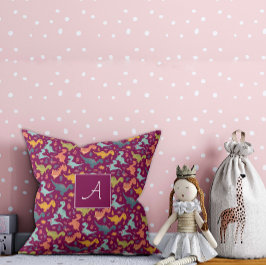 Farbiger Dinosaurier-Cartoon niedliches Muster, ro Kissen