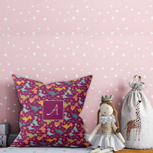 Farbiger Dinosaurier-Cartoon niedliches Muster, ro Kissen