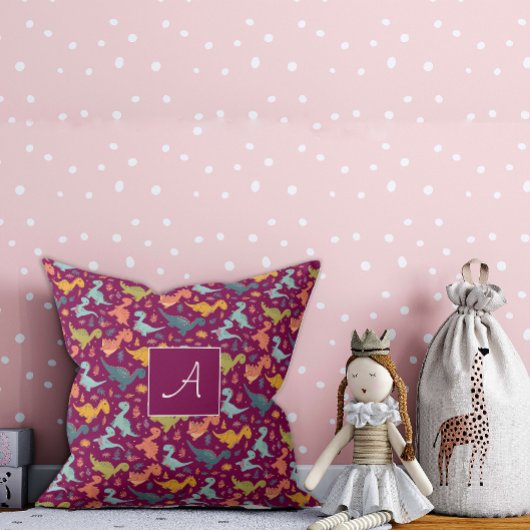 Farbiger Dinosaurier-Cartoon niedliches Muster, ro Kissen