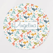 Farbiger Dinosaurier-Cartoon niedliches Muster, we Etiketten (Design 2)