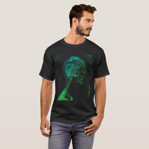 Farbiger DJ, Röntgen-Schädel-Kopfhörer, T-Shirt