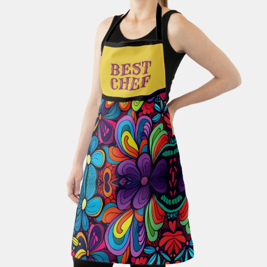 FARBIGER DOODLE ART DER BLUME "BESTER KOCH" SCHÜRZE (InSitu)