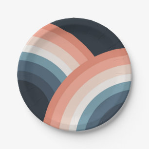 Farbiger doppelter Retro-Regenbogenstil Pappteller