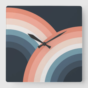 Farbiger doppelter Retro-Regenbogenstil Quadratische Wanduhr