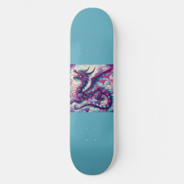 Farbiger Drache mit Aquamarinem Licht Skateboard