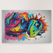 Farbiger Drache mit farbenfrohen Spritzern Puzzle (Horizontal)