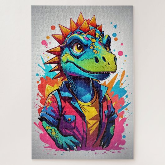 Farbiger Drache mit farbenfrohen Spritzern Puzzle (Vertikal)