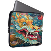 Farbiger Drache Moderner Personalisierter Name Laptopschutzhülle (Vorne Rechts)