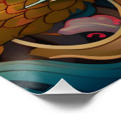 Farbiger Drache Moderner Personalisierter Name Poster (Ecke)