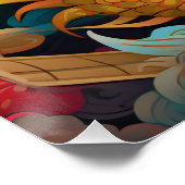 Farbiger Drache Moderner Personalisierter Name Poster (Ecke)