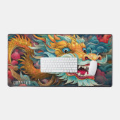 Farbiger Drache Moderner Personalisierter Name Schreibtischunterlage (Tastatur & Maus)