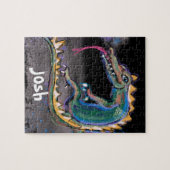 Farbiger Drache und Personalisierter Name Puzzle (Horizontal)