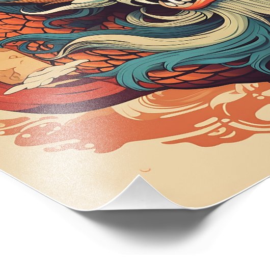 Farbiger Drachenkopf Fotodruck (Ecke)