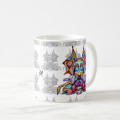 Farbiger Drachenvogel auf dem Thron v1.1 Kaffeetasse (VorderseiteRechts)