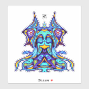 Farbiger Drachenvogel auf dem Thron v1 Aufkleber