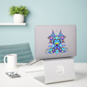 Farbiger Drachenvogel auf dem Thron v1 Aufkleber (Laptop auf Schreibtisch)