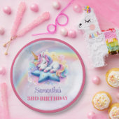 Farbiger Einhorn Magischer Tag Mädchen Geburtstag Pappteller (Party)