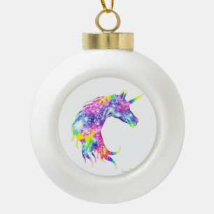 Farbiger Einhornkopf Keramik Kugel-Ornament