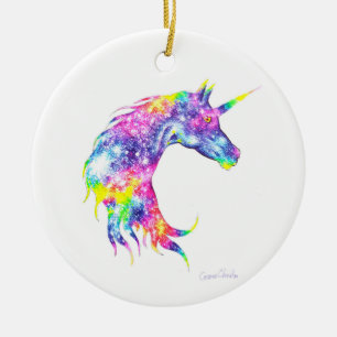 Farbiger Einhornkopf Keramik Ornament