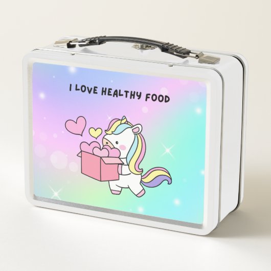 farbiger Einhornuntergrund Metal Lunchbox (Rückseite)