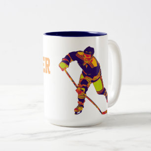 Farbiger Eishockeyspieler, personalisierter Mug Zweifarbige Tasse