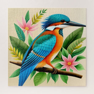 Farbiger Eisvogel auf Ast sitzend Puzzle