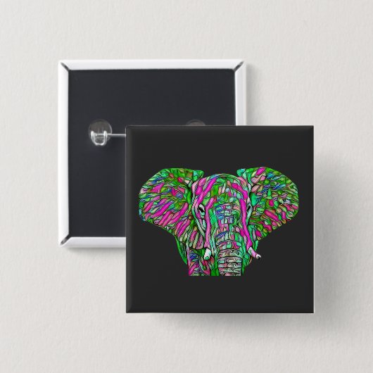 Farbiger Elefant Button (Vorne & Hinten)