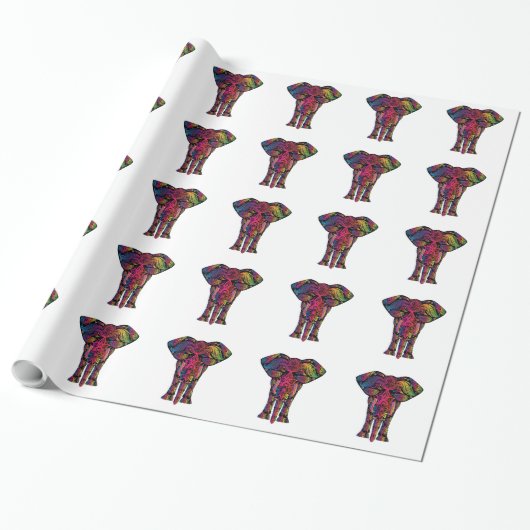 Farbiger Elefant-Cartoon Geschenkpapier (Ungerollt)