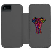 Farbiger Elefant-Cartoon Incipio iPhone Geldbeutel-Hülle (Folio Geöffnet)