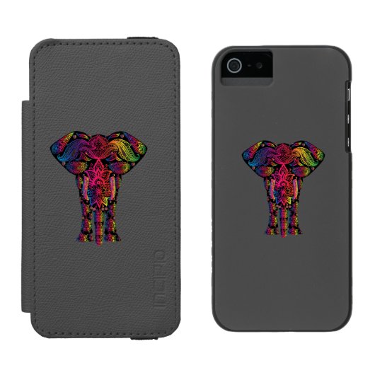 Farbiger Elefant-Cartoon Incipio iPhone Geldbeutel-Hülle (Seite an Seite)