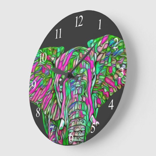 Farbiger Elefant Große Wanduhr (Winkel)