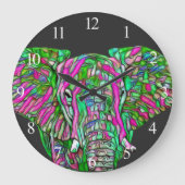 Farbiger Elefant Große Wanduhr (Vorderseite)