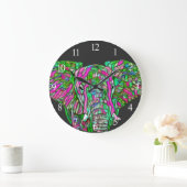 Farbiger Elefant Große Wanduhr (Zuhause)