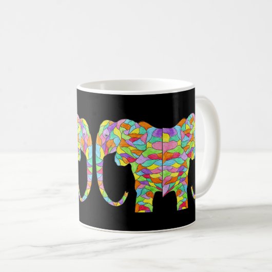 Farbiger Elefant Kaffeetasse (VorderseiteRechts)