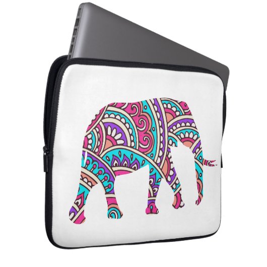 Farbiger Elefant Laptopschutzhülle (Vorne Rechts)