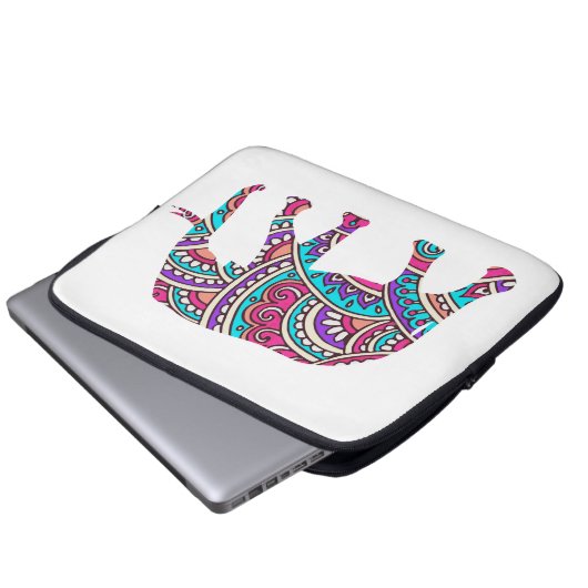 Farbiger Elefant Laptopschutzhülle (Vorne Knopf)