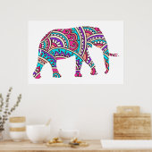 Farbiger Elefant Poster (Küche)