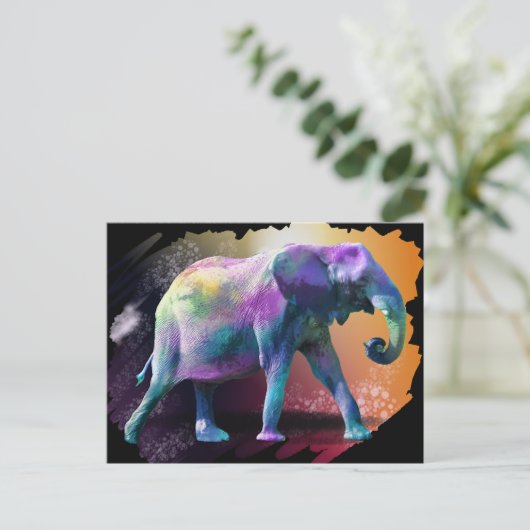 Farbiger Elefant Postkarte (Stehend Vorderseite)