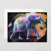 Farbiger Elefant Postkarte (Vorne/Hinten)