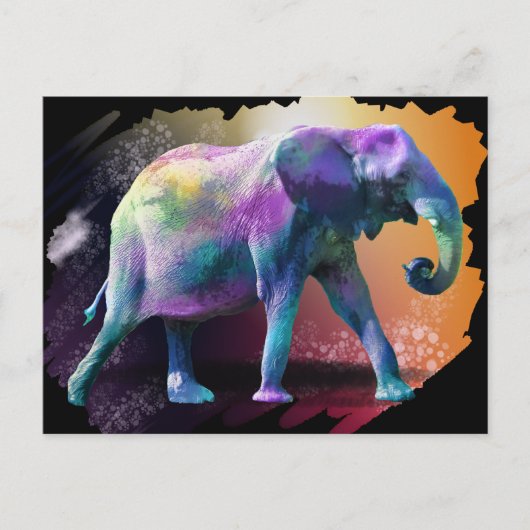 Farbiger Elefant Postkarte (Vorderseite)