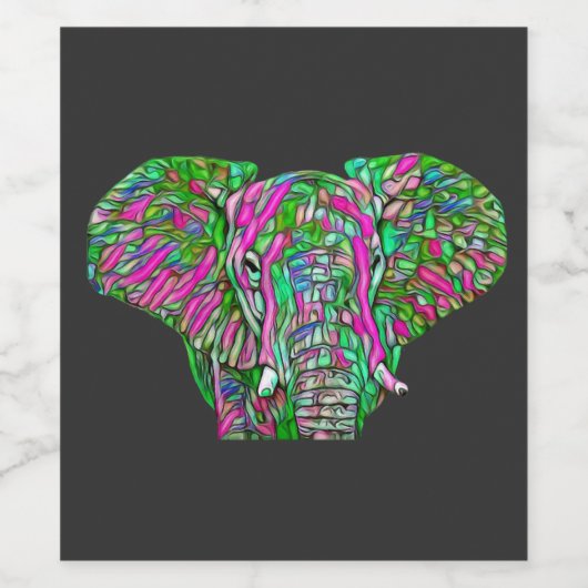 Farbiger Elefant Weinetikett (Einzelnes Label)