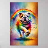 Farbiger englischer Bulldog Paint-Spritzer Poster (Vorne)